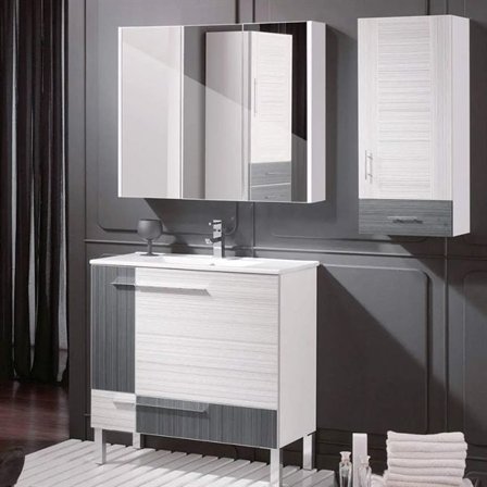 Baderomsspeilskap med tre speildører og seks rom - 90x65cm