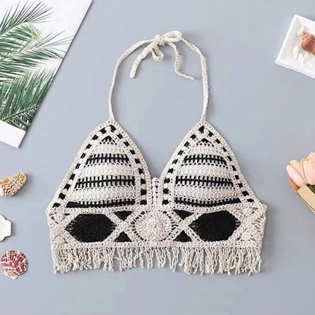 Broderi Strikket Topp Tank Top SVART