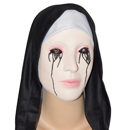 Gråtande Nunna med svarta tårar Latex Mask