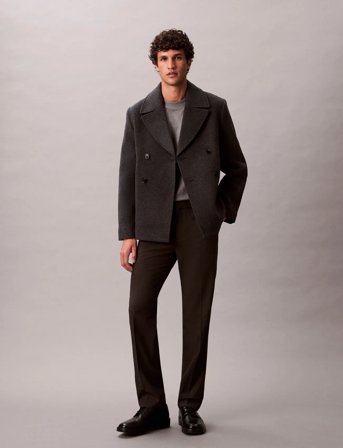 Calvin Klein Ls Dbl Face Concrete Peacoat - Grey - L