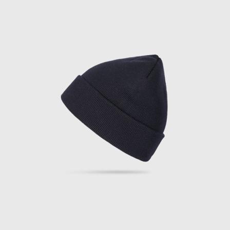 Varm vinter Strik Beanie Hatte Simple Sorte mænds store hovedomkreds Mode Kvinder Unisex Navy blue M