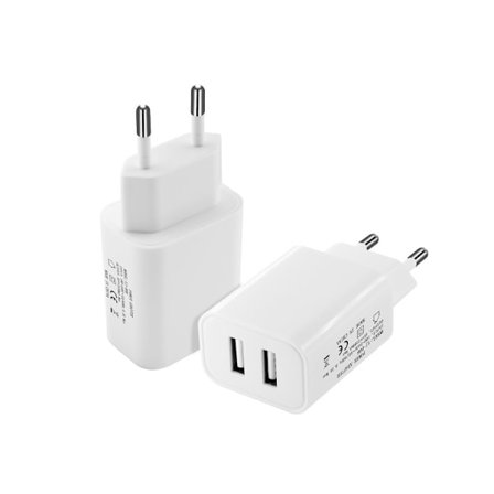 1 stk 5V2A dobbelt-port europæisk standard multi-port oplader USB-oplader
