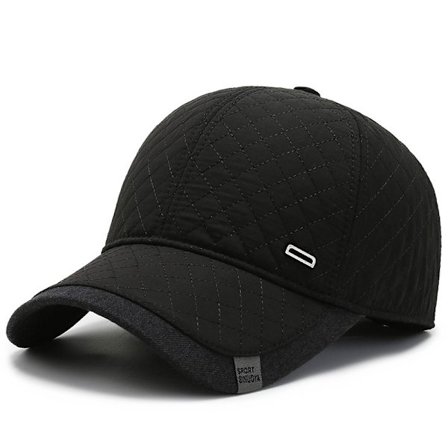 Sort vinter baseball kasket med øreklapper, herre kasket med skygge, øre p