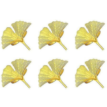 Servietringe 6, Ginkgo Blad Servietringe Bryllup Guld Servietspænde Til Thanksgiving Borddekoration