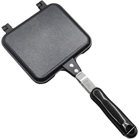 Grillet Sandwich Maker Pan Non Stick Dobbeltsidet Stegeværktøj til Morgenmad Vafler og Desserter til Gas og Madlavning Familie Camping Brug