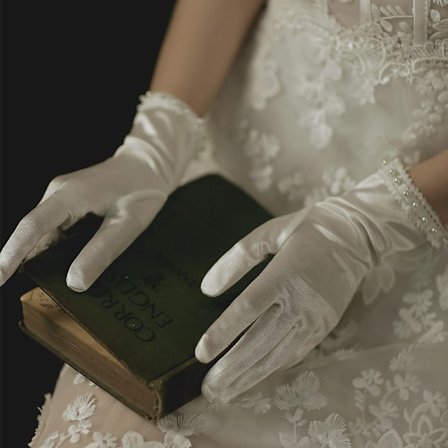 Satin Crescent Beads Handskar Bröllopstillbehör Eleganta Dam Brudhandskar