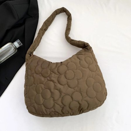 Puffig Axelväska Handväska BRUN Brun