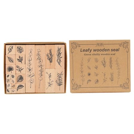 22-delad trägummistämpelset växtmönster DIY trämonterad stämpelset för hantverk brevtidskrifter målnings typ 2