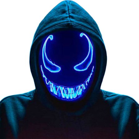 Ledmask Halloween, Led Halloween-mask, Purge-mask med 3 ljuslägen, Light Up Halloween-mask kompatibel med män, kvinnor, barn, blå