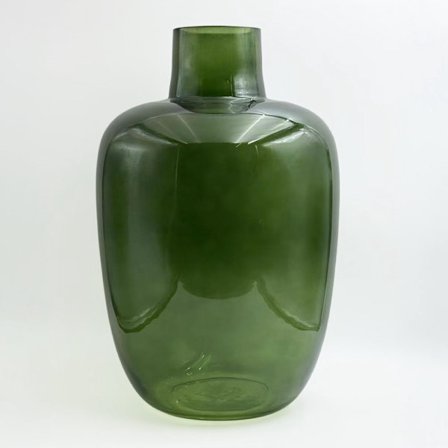 Grøn glasvase, 25x25x38 cm, mellemstørrelse