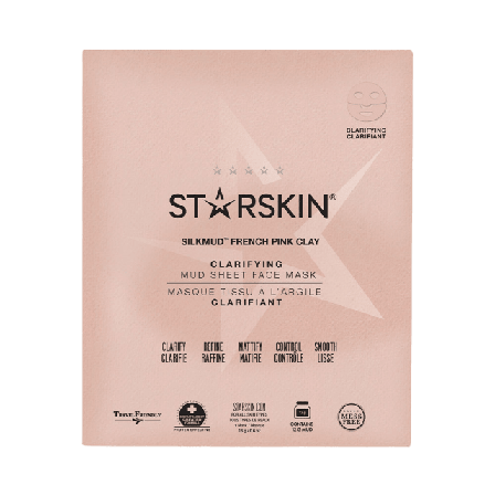 Starskin SILKMUD Pink French Clay Purifying Mud Sheet Mask Ansiktsmask & peeling Dam Rosa 12G