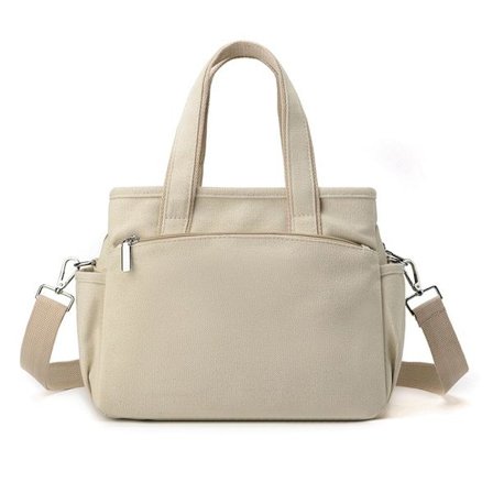 Crossbody taske til kvinder - Lærredstaske - Skuldertaske med stor kapacitet og flere lommer - Arbejde, shopping, rejser, daglig skuldertaske (Khaki)