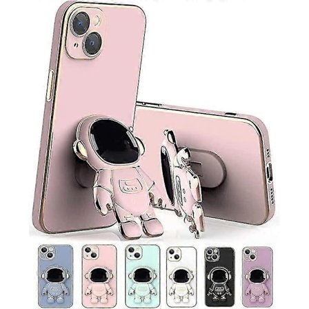 Astronaut Vikbart Ställ Fodral Kompatibelt Med iPhone 12 Pro Max/12 Pro/12, Elektropläterat TPU Skyddsskal