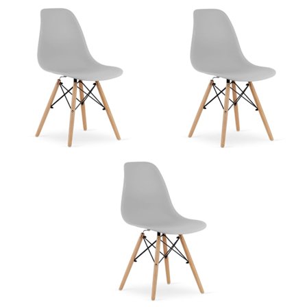 Valora OSAKA Stol Grå Träben Ergonomisk Design x3