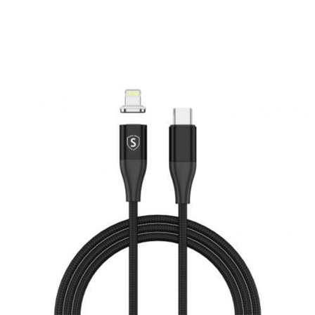 SiGN Magnetisk USB C Lightning Kabel 3A, 1m - Svart