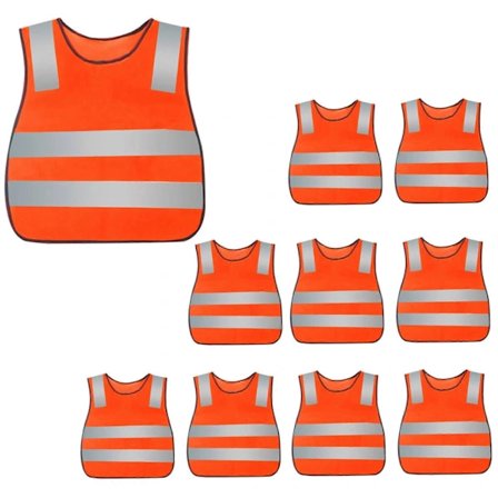 10-pack Reflexvästar för barn med elastiskt band, hög synlighet