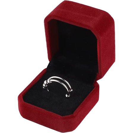 Ring Box, Röd Ring Box i Sammet för Förlovningsring, Presentask för Örhängen