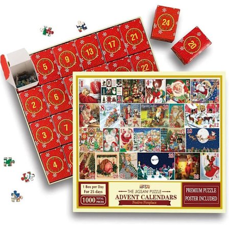 Julekalender Puslespill, 1000 Brikker, 24 Dagers Nedtelling