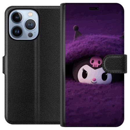 Yhteensopiva Lompakkokotelo Apple iPhone 13 Pro Kuromi lilassa pörröisessä ympäristössä, jossa on salaperäinen kawaii-suunnittelu.