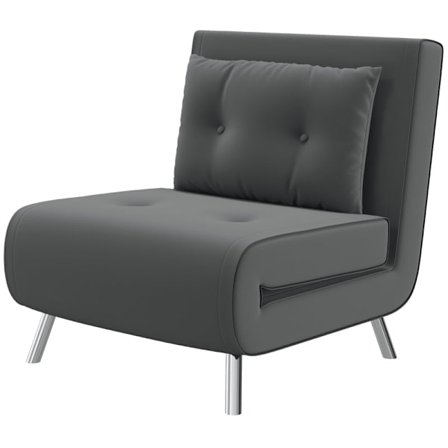Rootz Convertible Recliner Bed - Lounge Chair - Enkelsäng - Andas sammetsöverdrag - Justerbart ryggstöd - Mörkgrå - 77L x 88W x 83H cm