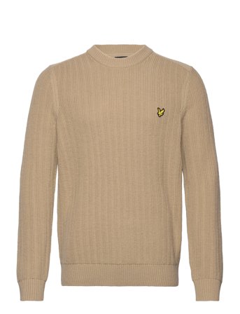 Ribbed Crew Neck Jumper Beige Lyle & Scott