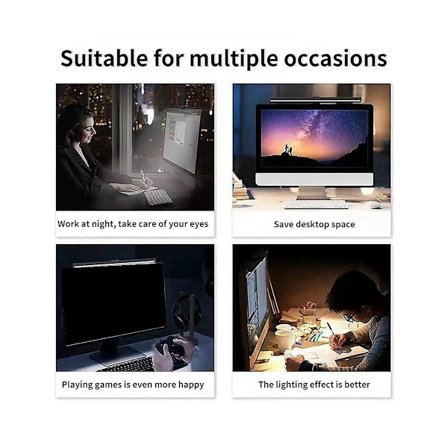 Näyttövalonauha, LED-työpöytälamppu himmennettävä tietokoneen lamppu silmiä säästävä lamppu USB-lukulaite taustavalo 33 cm (FMY)