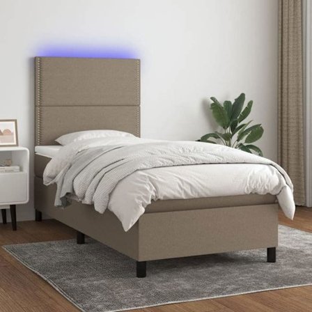 Maison Exclusive - Sänggavel med lattsystem och madrass samt LED Taupe 90x200 cm Tyg