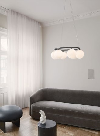 Miira 6 rund taklampe - rock grey/opal