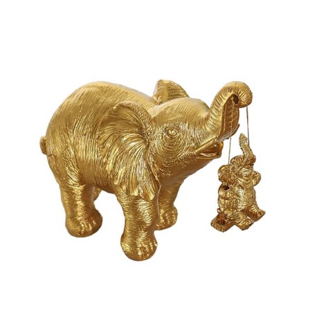 Tecknad elefanthartsstatydekoration Flerfunktionsskrivbordsdekor Present till mors dag