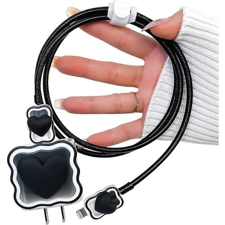 Kabelskydd för iPhone-laddare med söt 3D-design med kärlekshjärta, datakabelskydd för laddare