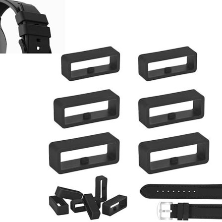 6-pakning - Erstatningsklokkereimer for smarte sportsklokker, svart (18 mm, 20 mm, 22 mm)