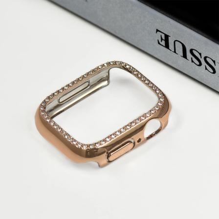 Hård PC Bumper Case för Apple Watch Cover 40MM 44MM Ram för iWatch 4 5 6 SE 7 8 9 41MM 45MM Watch Cover A04 Rose gold Series456 SE 44MM