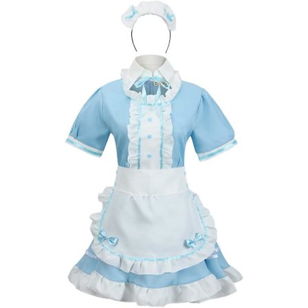 Catchcostume Voksen Stuepike Kostyme Søt Jente Lolita Cosplay Antrekk Halloween Kostymer Kvinner Fancy Kjole Forkle Med Hodeplagg