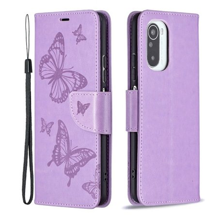 Butterfly läder Xiaomi Mi 11i / Xiaomi Redmi K40 Pro Plus / Xiaomi Redmi K40 Pro / Xiaomi Redmi K40 / Xiaomi Poco F3 fodral - Lila