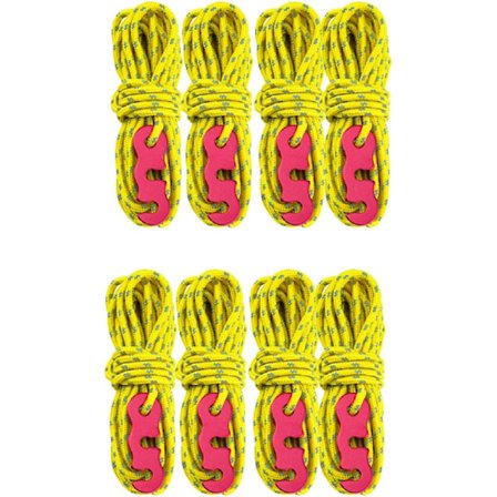 Reflekterande killar rep 3mm Guylines 3m /11.8ft Tält Camping rep för att binda ner presenningar Fixering utomhusförpackning (Gul 8-pack)