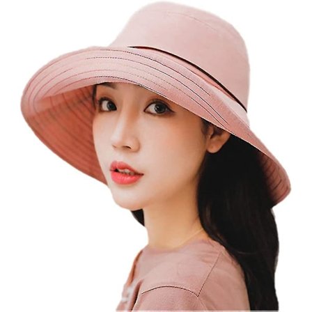 Sommarhatt för kvinnor med bred brätte, färgad söm, bomull, UPF 50+, solskydd
