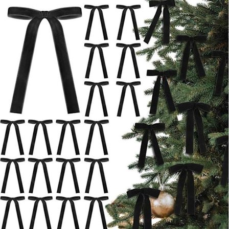 12 julesløjfer i fløjl til juletræet, flere farvevalg