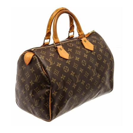 Louis Vuitton Vintage Pre-owned Louis Vuitton Brown Monogram Canvas Speedy 30 Satchel Tas , Bruin , Dames , Maat: ONE Size Vintage Tassen