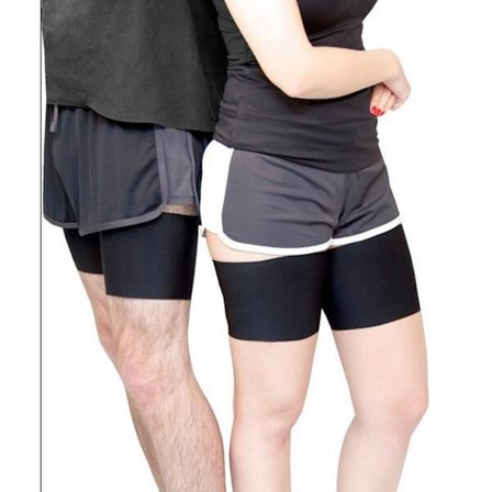 Svart 2 par anti-gnagsår lårbånd elastisk sklisikker benkomfort løping