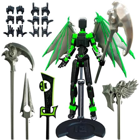 T13 Demon Actionfigur med flere tilbehør, forsamlet Titan 13 skrivebordslegetøj, 3D-trykt multileddet dummy 13 figur med beslag