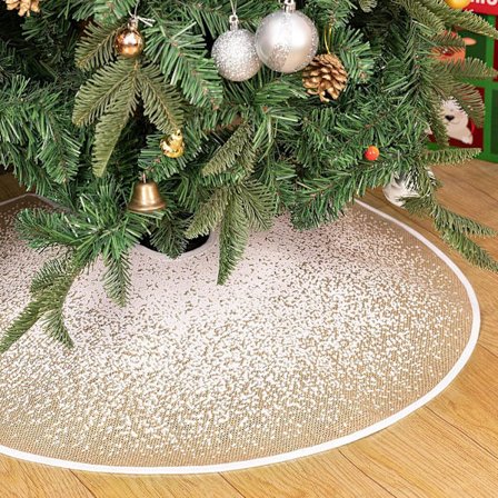 35,4" Jute Juletre Skjørt Snøflak Mønster Rustikk Juletre Matte for Høytidsfest Juledekorasjon