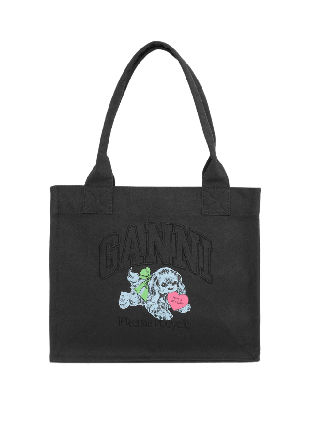 GANNI Large Easy Shopper Pocket Dog Print Handväskor Dam Svart ONESIZE