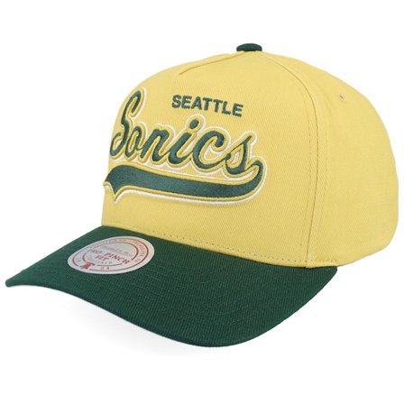 Mitchell & Ness - Geel adjustable Cap - Seattle Supersonics Harvest Gold Pro Cr.gold/Green A-Frame Adjustable @ Hatstore