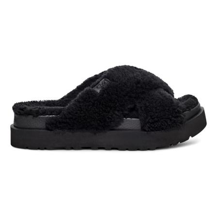 Ugg, Fuzz Sugar Cross Slides Czarny, Kobieta, Rozmiar: 39 EU