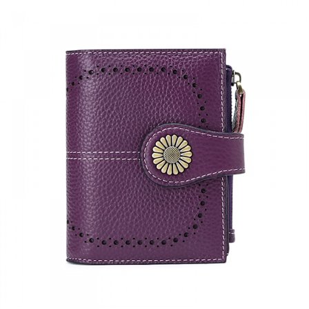 Kreditkortshållare Plånbok RFID-blockerande Slim Card Case Äkta Läder Dragkedja Kortorganisatör för Kvinnor (mörk lila)