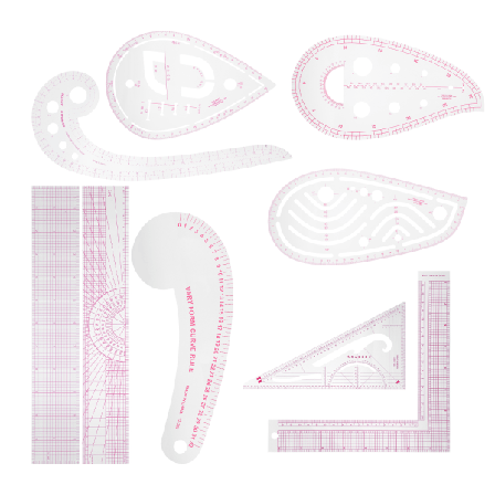 9 stk MultiPurpose tøj linealsæt Skærekurveformet ligesyet syning Skræddertegningsskabelon