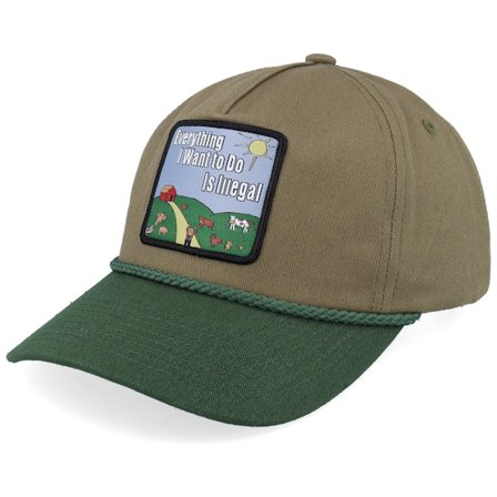 BOOM - Grønn unconstructed Caps - Just A Jocke Quote Patch Rope Dark Olive/Green A-Frame Adjustable @ Hatstore