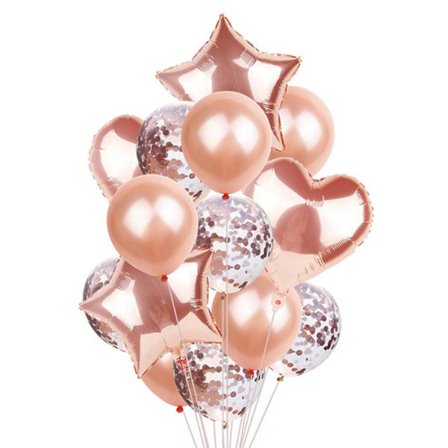 Rose Gold Balloon Heart Star Folie Balloons Confetti Balloons