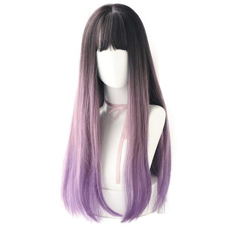 Gradual Color Lang Straight Hair Parykk Dame Hodeplagg Fashi