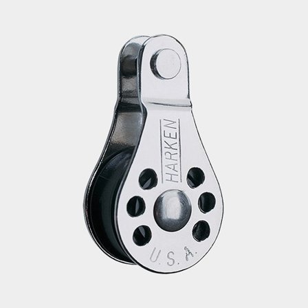 Harken 22mm Forkhead Block Micro gaffelblock i rostfritt stål för jollar och segelbrädor, kompakt med låg friktion.